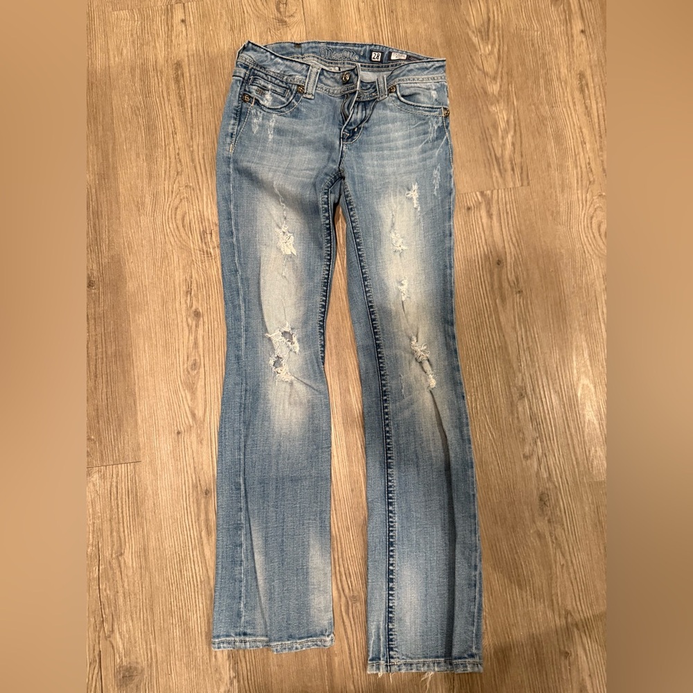 Miss Me Blue Boot Cut Jeans Distressed Style